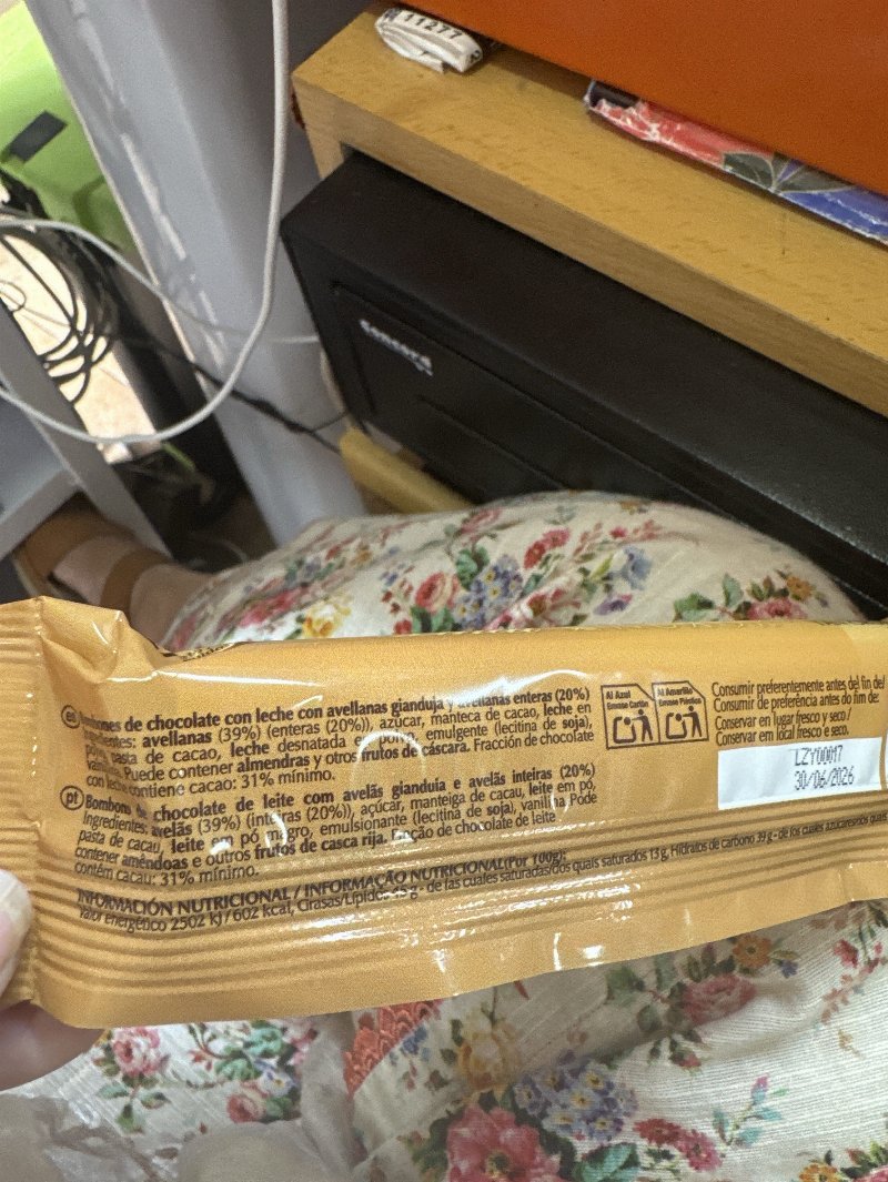 Foto da lista de ingredientes