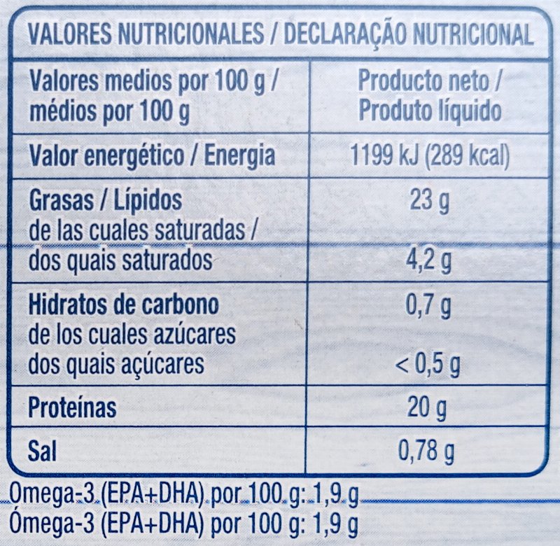 Foto da tabela nutricional