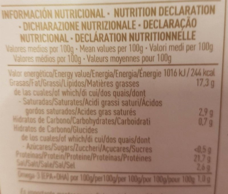 Foto da tabela nutricional