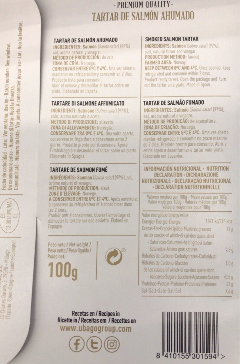 Foto da tabela nutricional