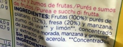 Foto da lista de ingredientes