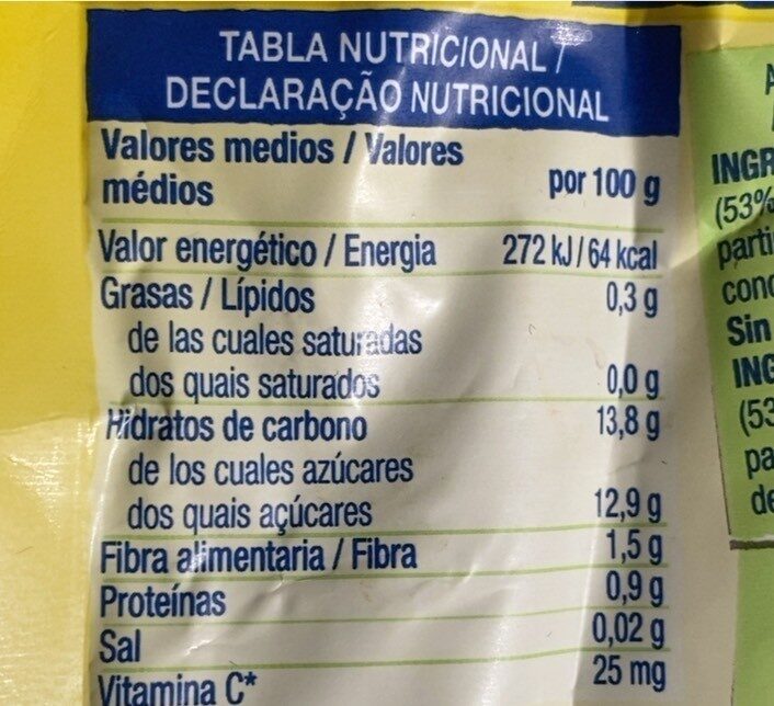Foto da tabela nutricional