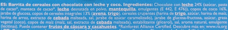 Foto da lista de ingredientes