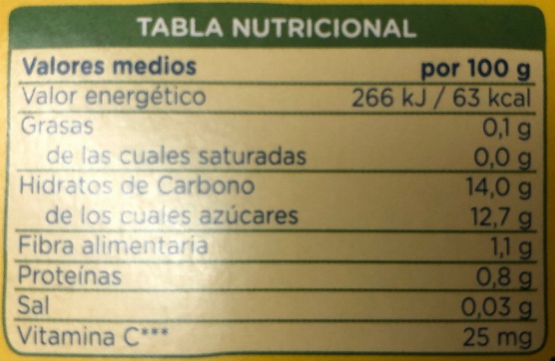 Foto da tabela nutricional