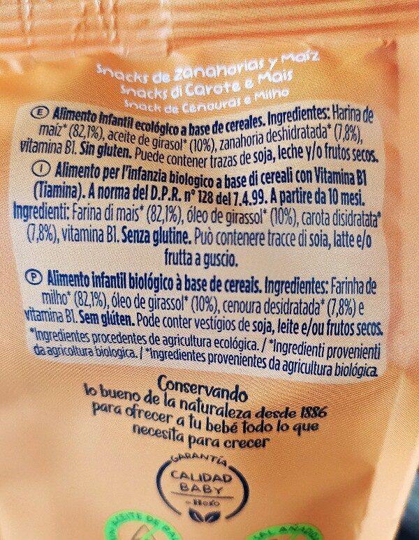 Foto da lista de ingredientes