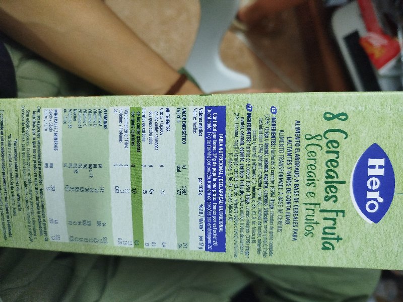 Foto da lista de ingredientes