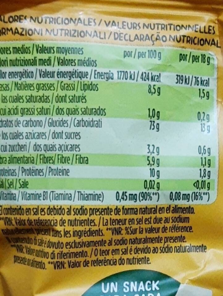 Foto da tabela nutricional