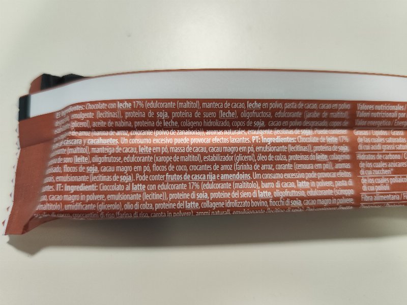Foto da lista de ingredientes