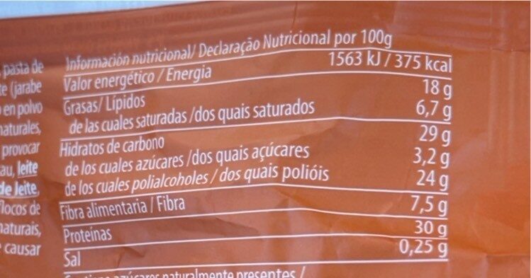 Foto da tabela nutricional