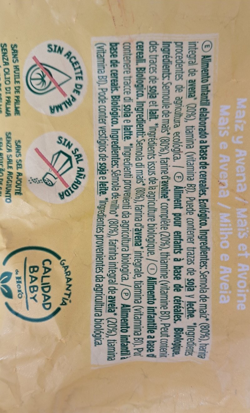 Foto da lista de ingredientes