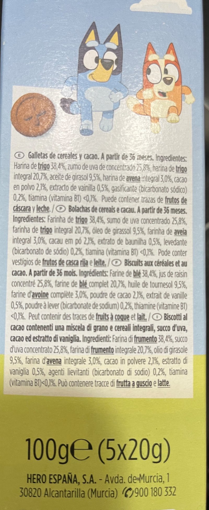 Foto da lista de ingredientes