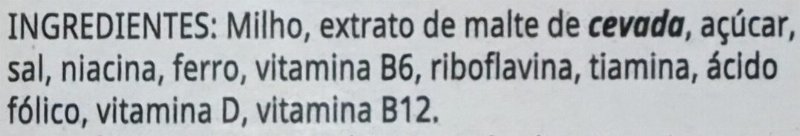 Foto da lista de ingredientes