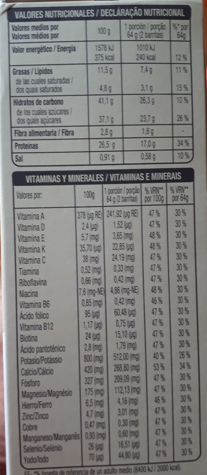 Foto da tabela nutricional