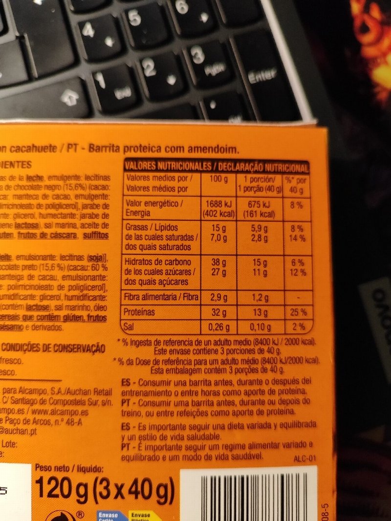 Foto da tabela nutricional