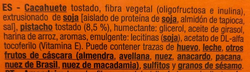 Foto da lista de ingredientes