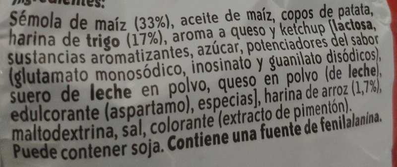 Foto da lista de ingredientes