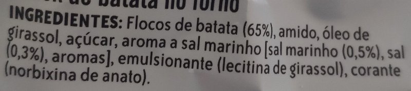 Foto da lista de ingredientes