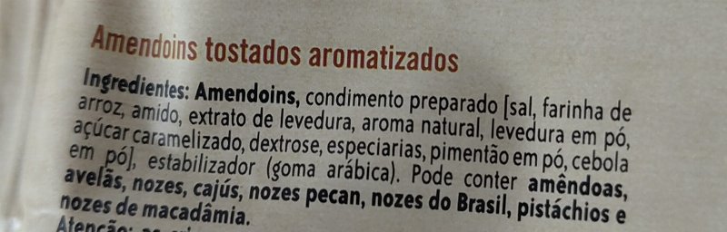 Foto da lista de ingredientes