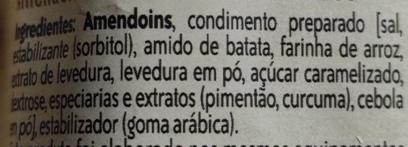 Foto da lista de ingredientes