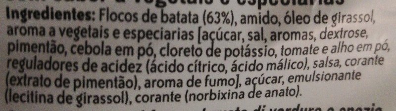 Foto da lista de ingredientes