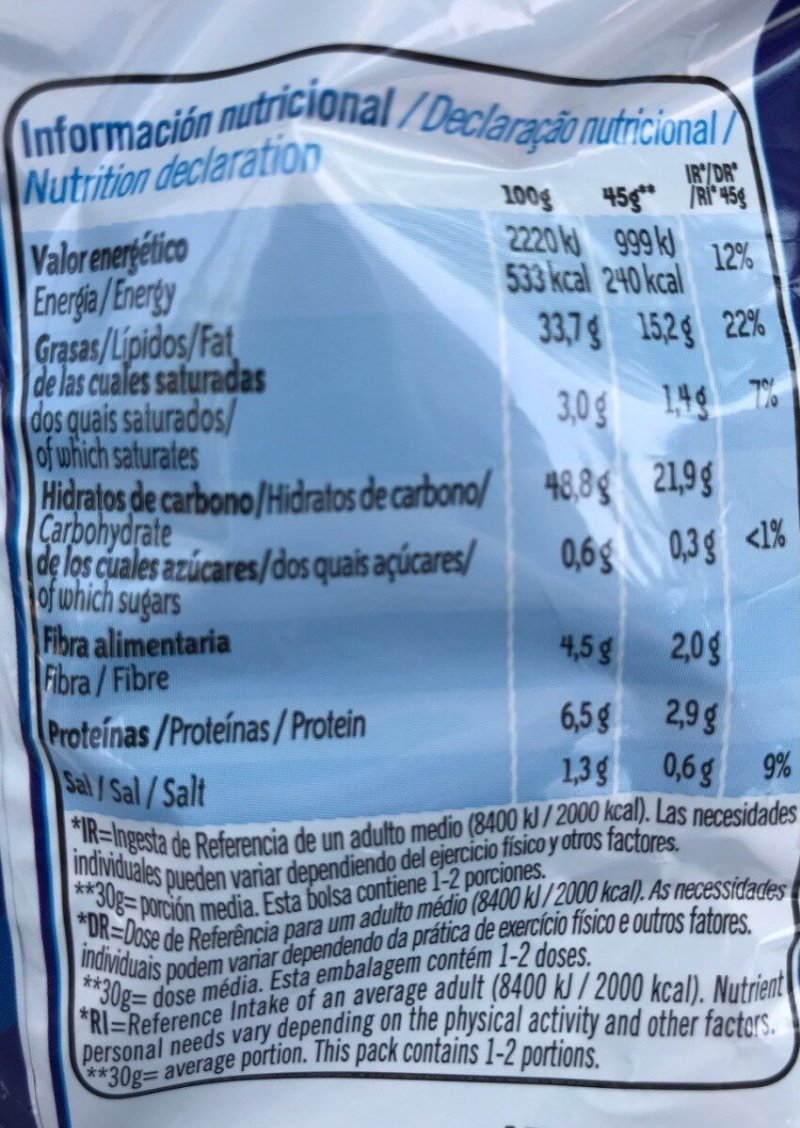 Foto da tabela nutricional