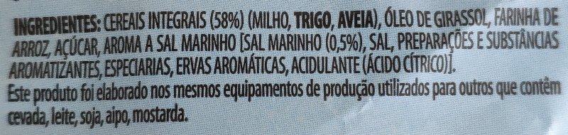 Foto da lista de ingredientes
