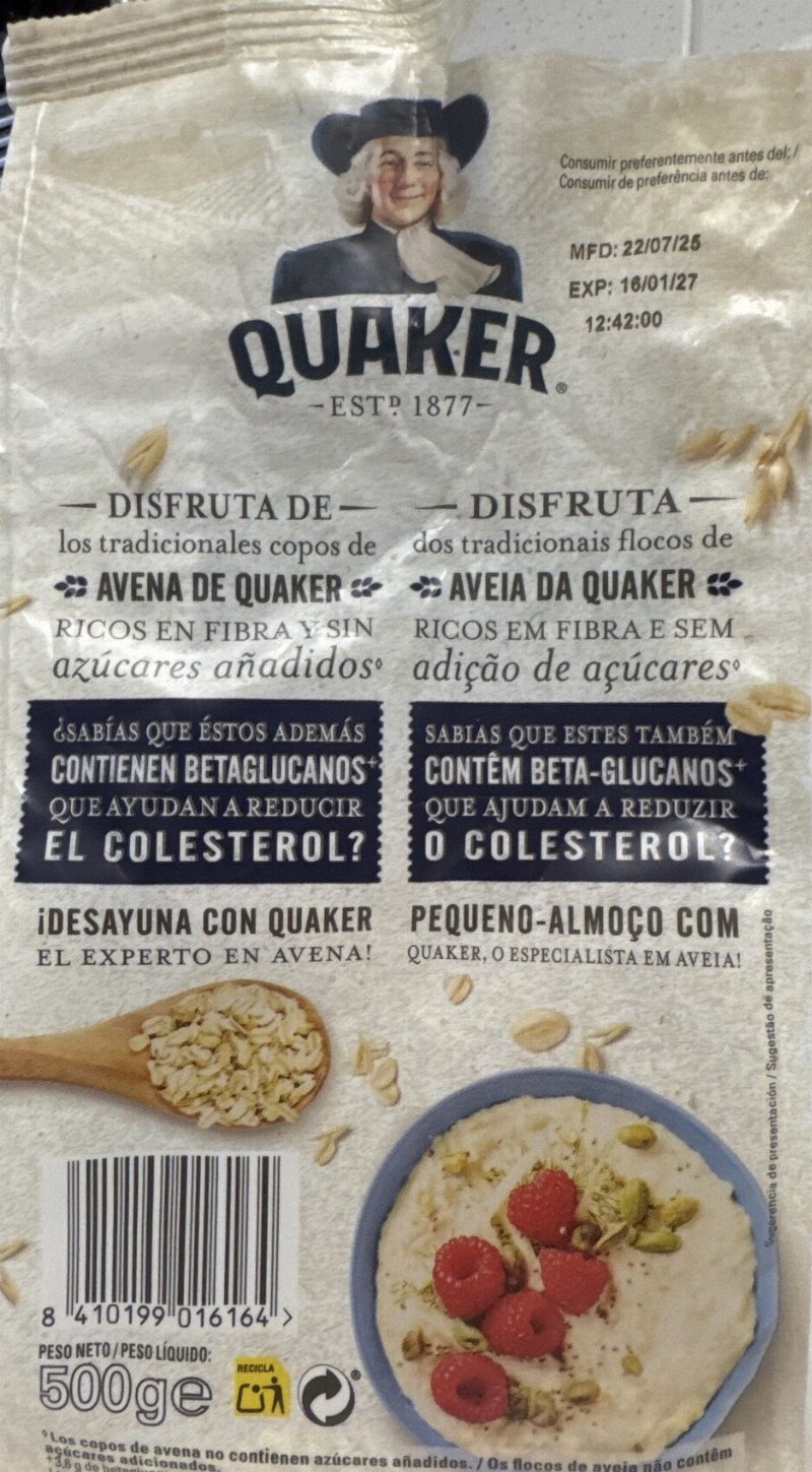 Foto da tabela nutricional