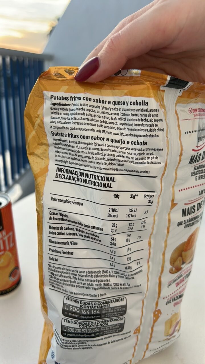 Foto da lista de ingredientes