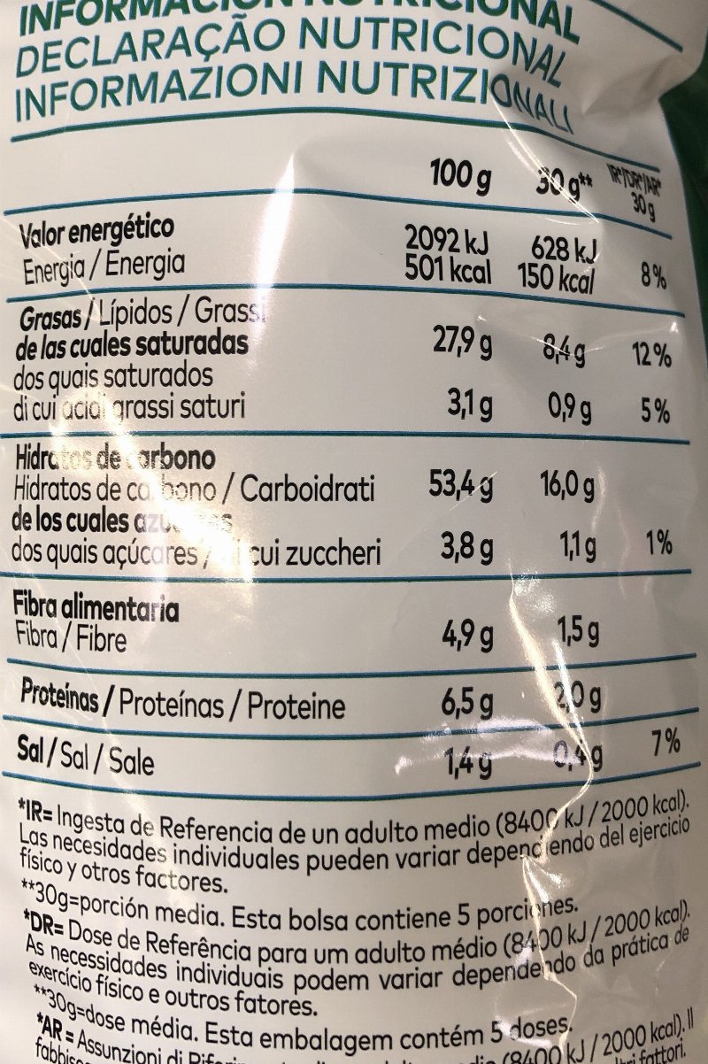 Foto da tabela nutricional