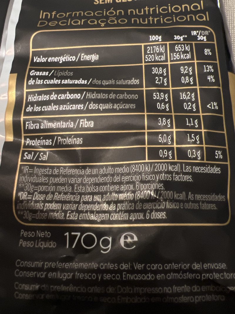 Foto da tabela nutricional