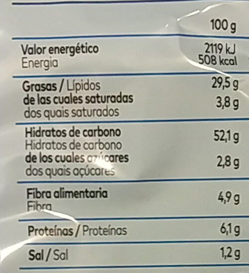 Foto da tabela nutricional