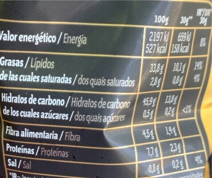 Foto da tabela nutricional