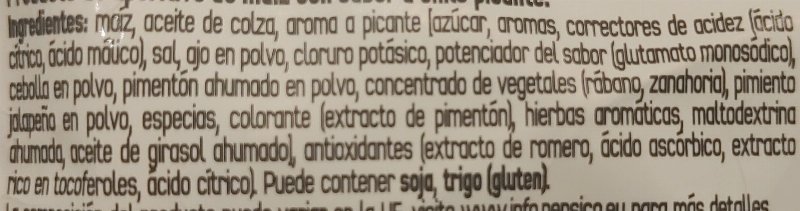 Foto da lista de ingredientes