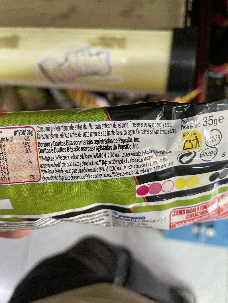 Foto da lista de ingredientes