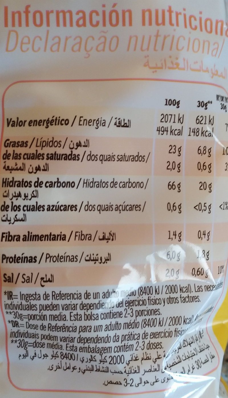 Foto da tabela nutricional