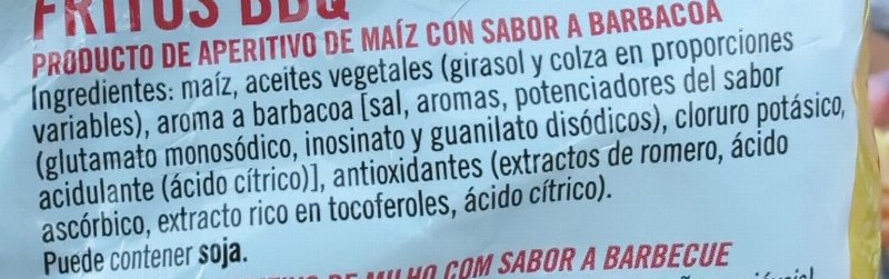 Foto da lista de ingredientes