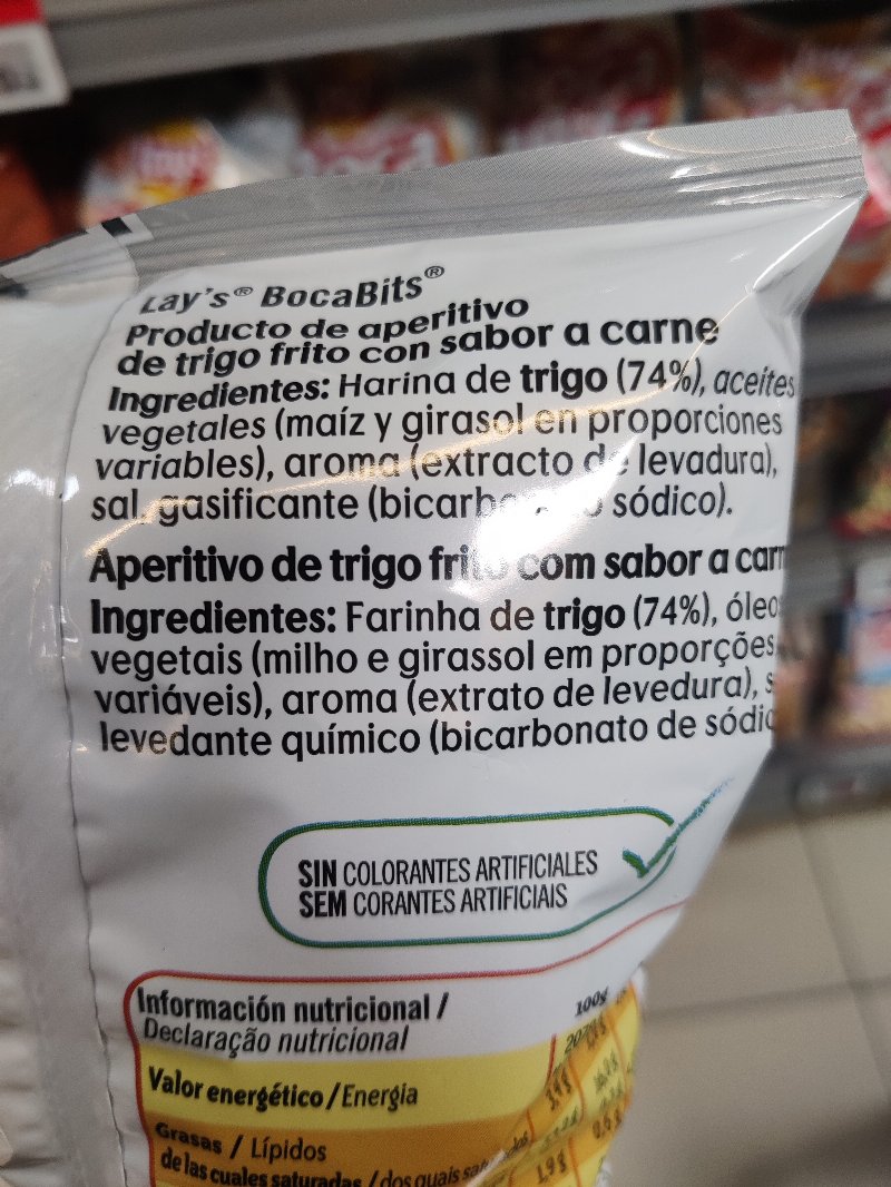 Foto da lista de ingredientes