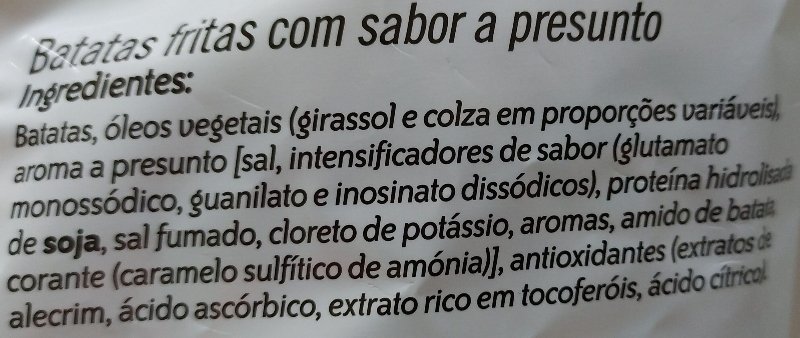 Foto da lista de ingredientes