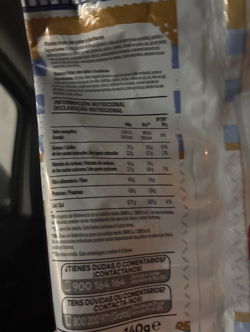 Foto da tabela nutricional