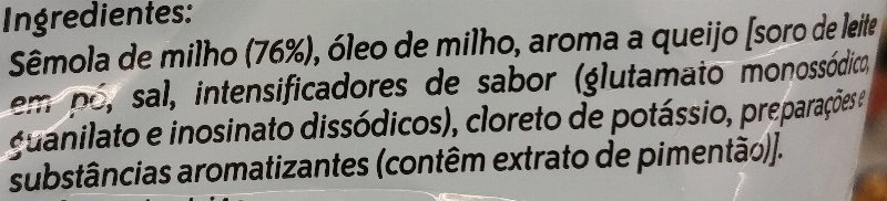 Foto da lista de ingredientes