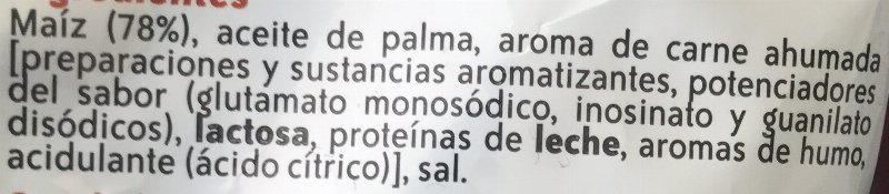 Foto da lista de ingredientes