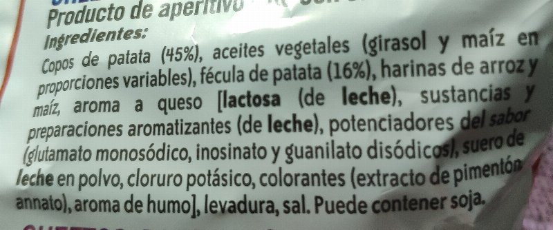 Foto da lista de ingredientes