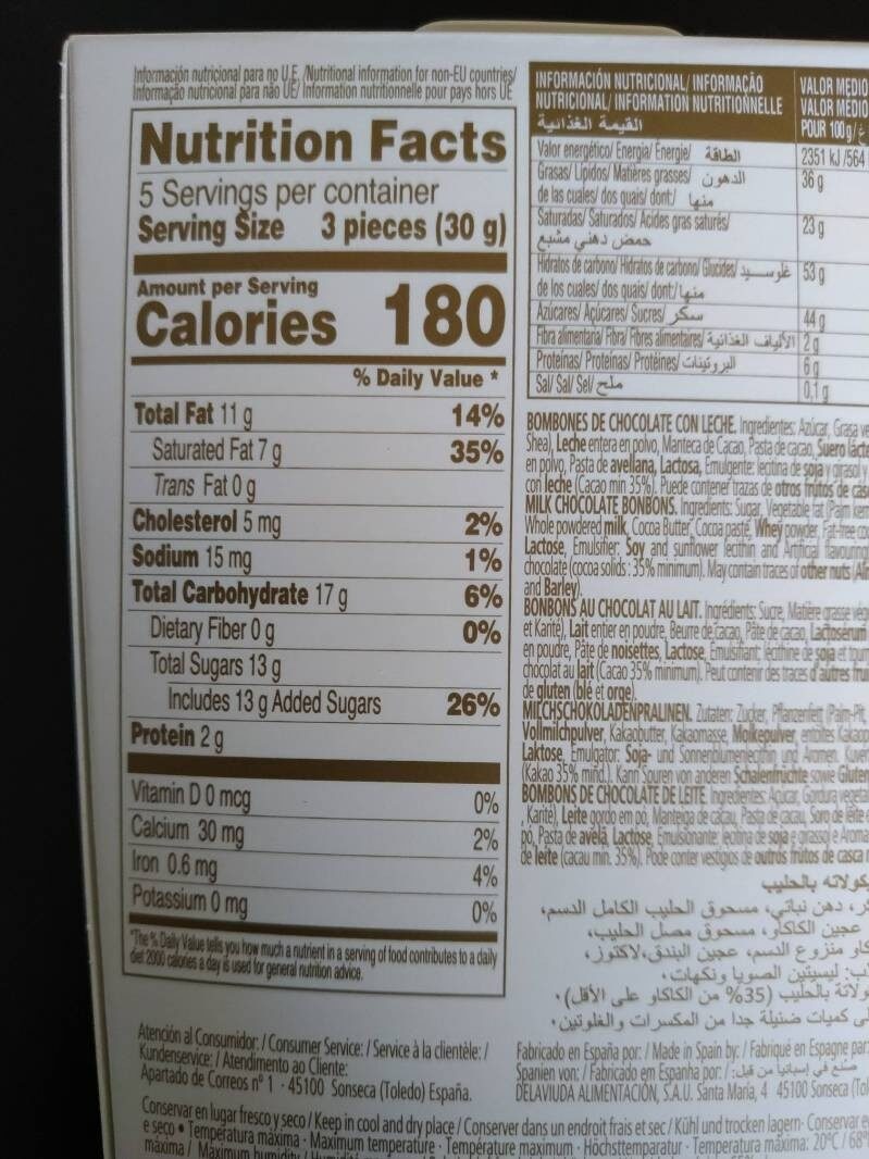 Foto da tabela nutricional