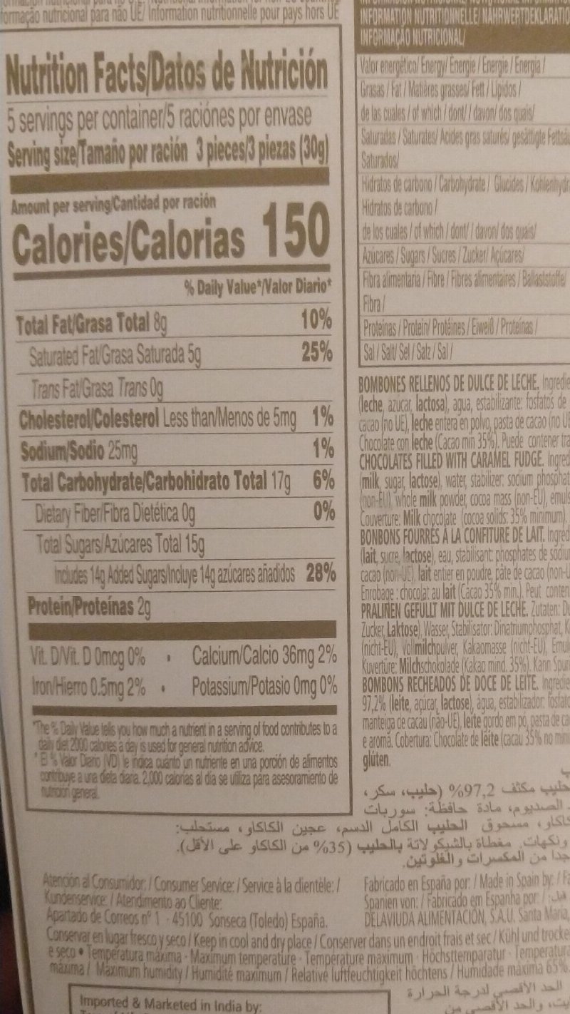 Foto da tabela nutricional