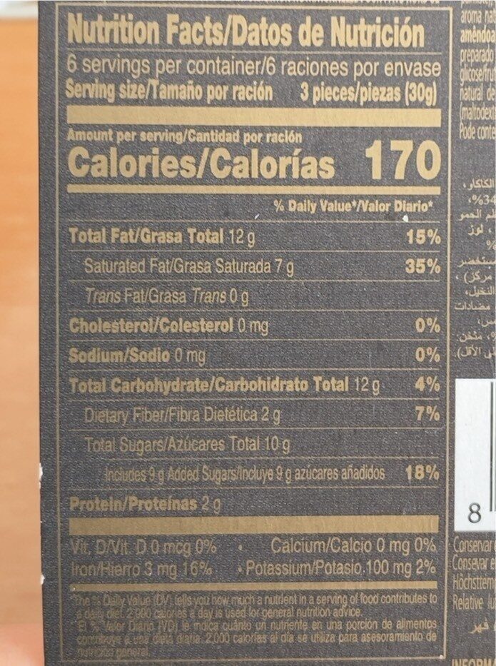 Foto da tabela nutricional