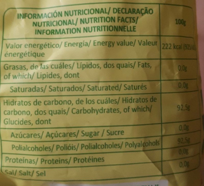 Foto da tabela nutricional