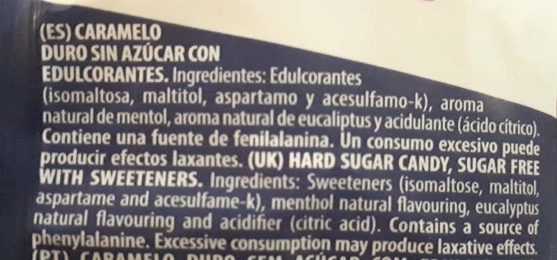 Foto da lista de ingredientes