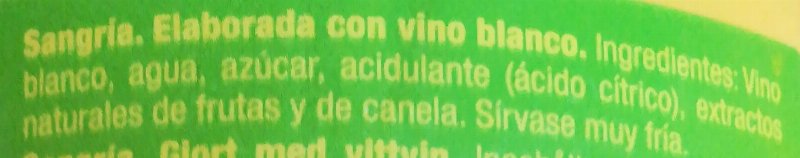 Foto da lista de ingredientes