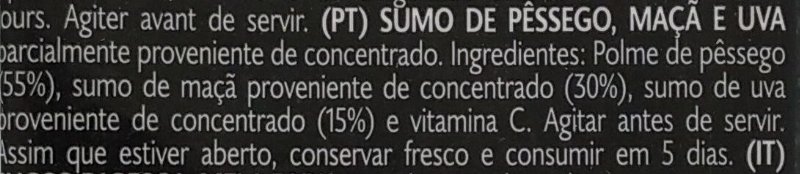 Foto da lista de ingredientes