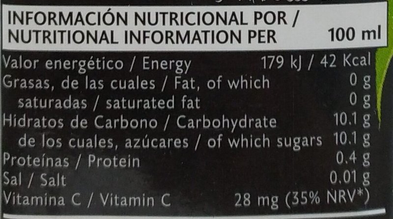 Foto da tabela nutricional